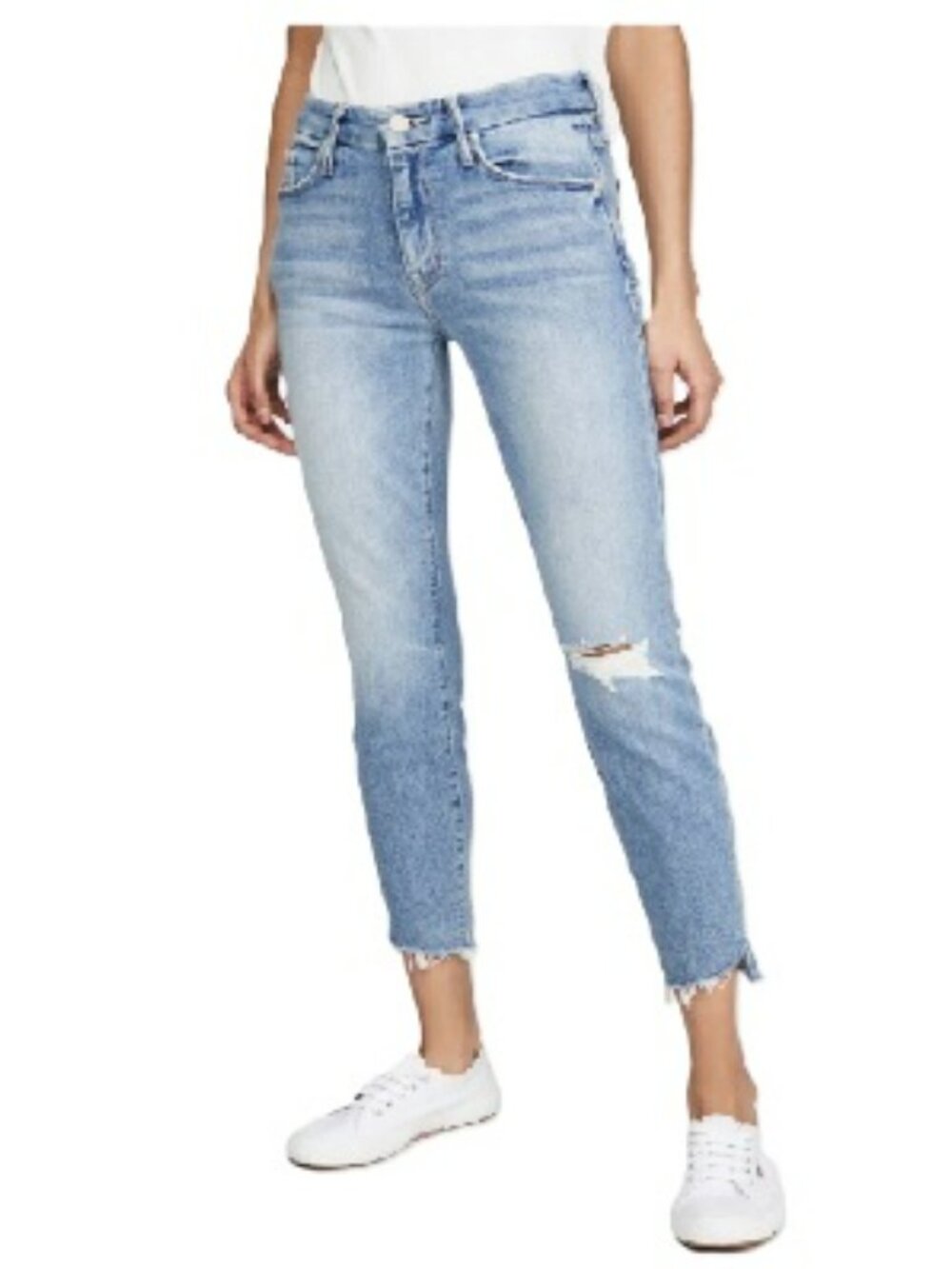 Mother Jeans The Looker Ankle Step Fray Light Blue Jeans For Women Size 25